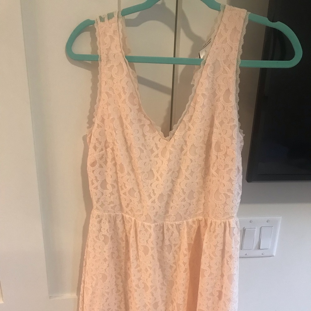 Baby pink lace mini dress